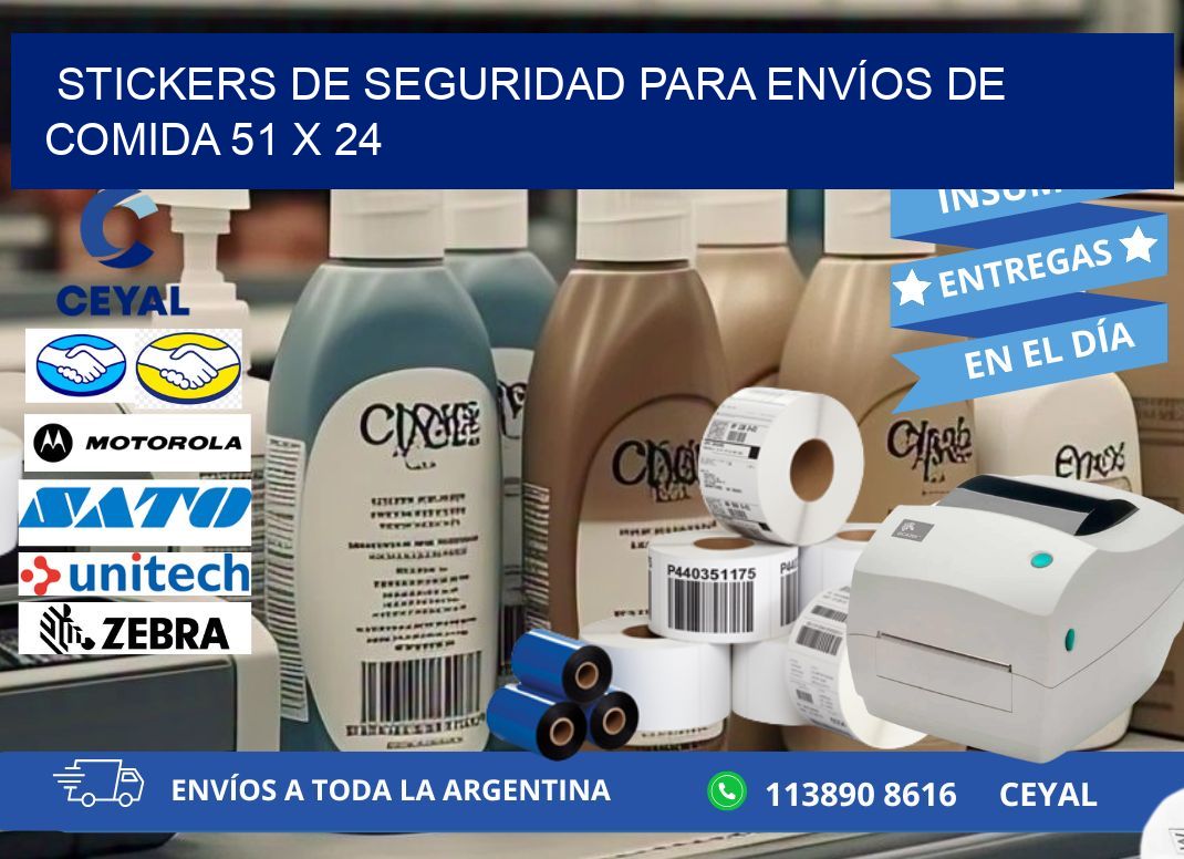 STICKERS DE SEGURIDAD PARA ENVÍOS DE COMIDA 51 x 24