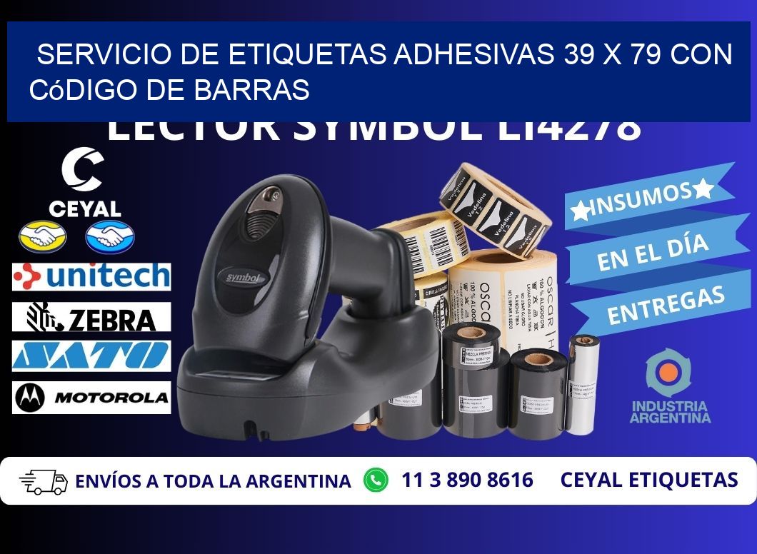 Servicio de Etiquetas Adhesivas 39 x 79 con Código de Barras
