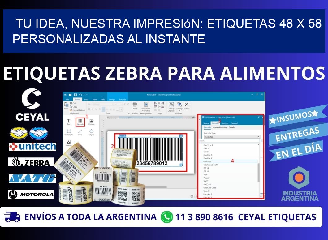 Tu Idea, Nuestra Impresión: Etiquetas 48 x 58 Personalizadas al Instante
