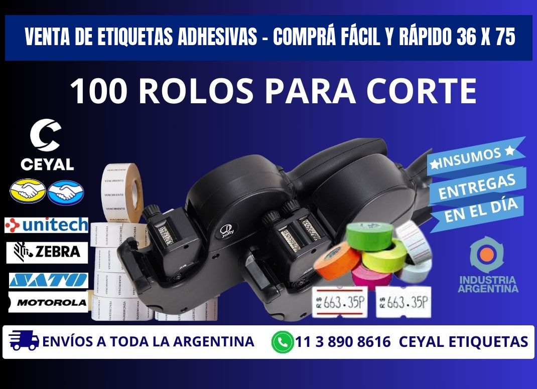 VENTA DE ETIQUETAS ADHESIVAS – COMPRÁ FÁCIL Y RÁPIDO 36 x 75