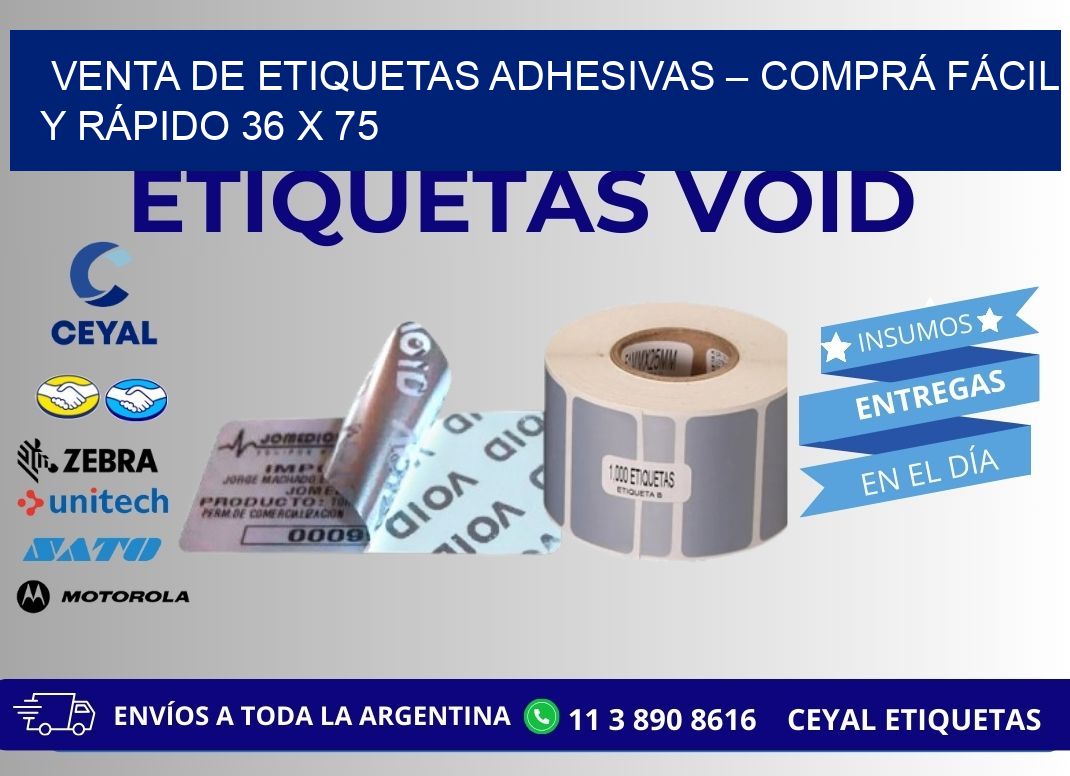 VENTA DE ETIQUETAS ADHESIVAS – COMPRÁ FÁCIL Y RÁPIDO 36 x 75
