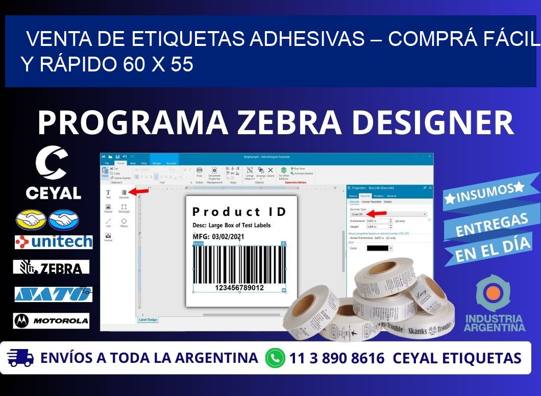 VENTA DE ETIQUETAS ADHESIVAS – COMPRÁ FÁCIL Y RÁPIDO 60 x 55