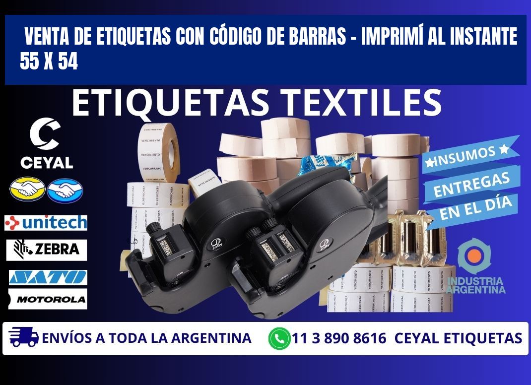VENTA DE ETIQUETAS CON CÓDIGO DE BARRAS – IMPRIMÍ AL INSTANTE 55 x 54