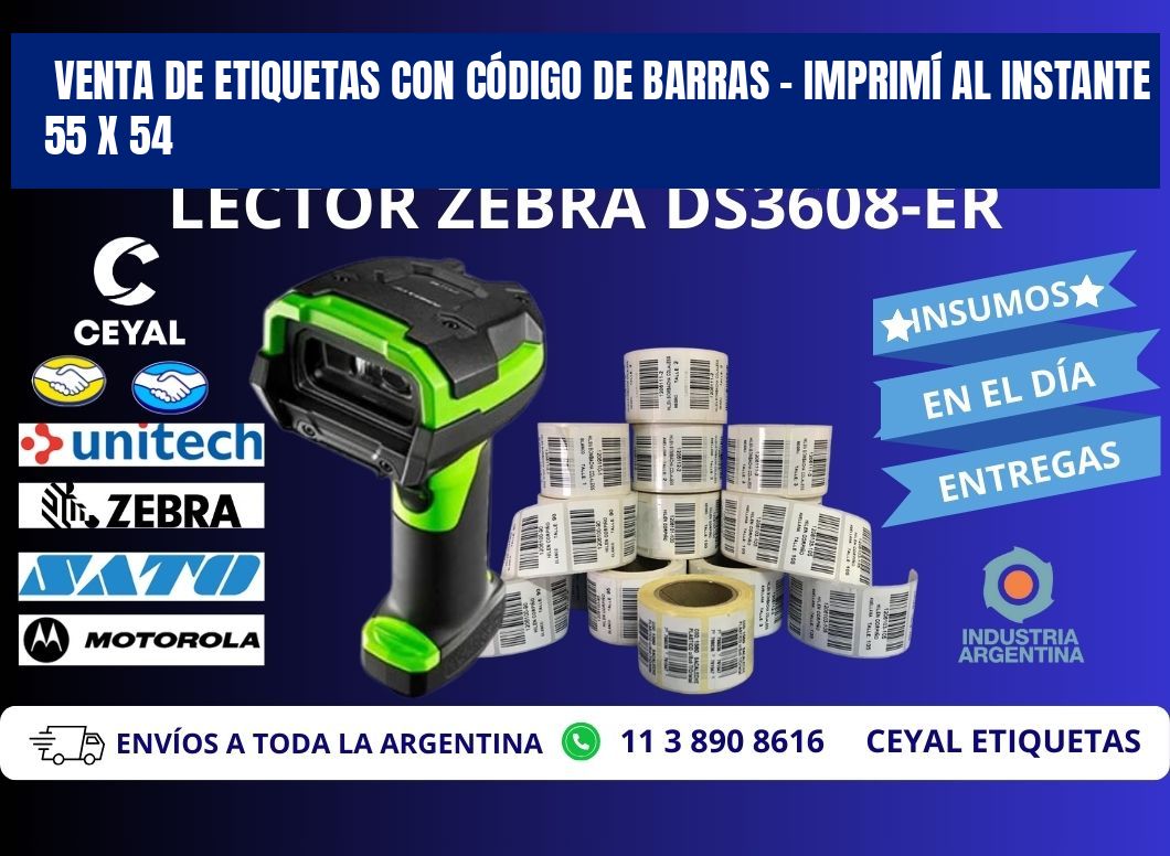 VENTA DE ETIQUETAS CON CÓDIGO DE BARRAS – IMPRIMÍ AL INSTANTE 55 x 54