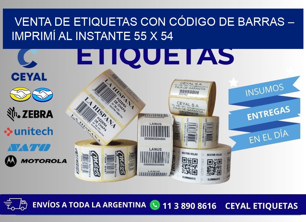 VENTA DE ETIQUETAS CON CÓDIGO DE BARRAS – IMPRIMÍ AL INSTANTE 55 x 54