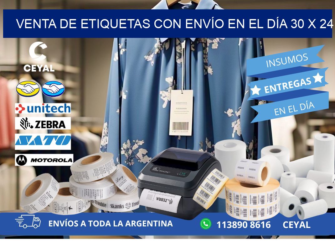 VENTA DE ETIQUETAS CON ENVÍO EN EL DÍA 30 x 24