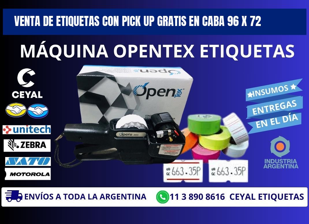 VENTA DE ETIQUETAS CON PICK UP GRATIS EN CABA 96 x 72