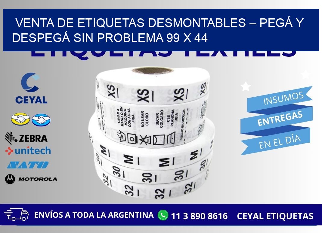 VENTA DE ETIQUETAS DESMONTABLES – PEGÁ Y DESPEGÁ SIN PROBLEMA 99 x 44