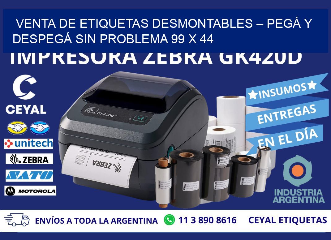 VENTA DE ETIQUETAS DESMONTABLES – PEGÁ Y DESPEGÁ SIN PROBLEMA 99 x 44