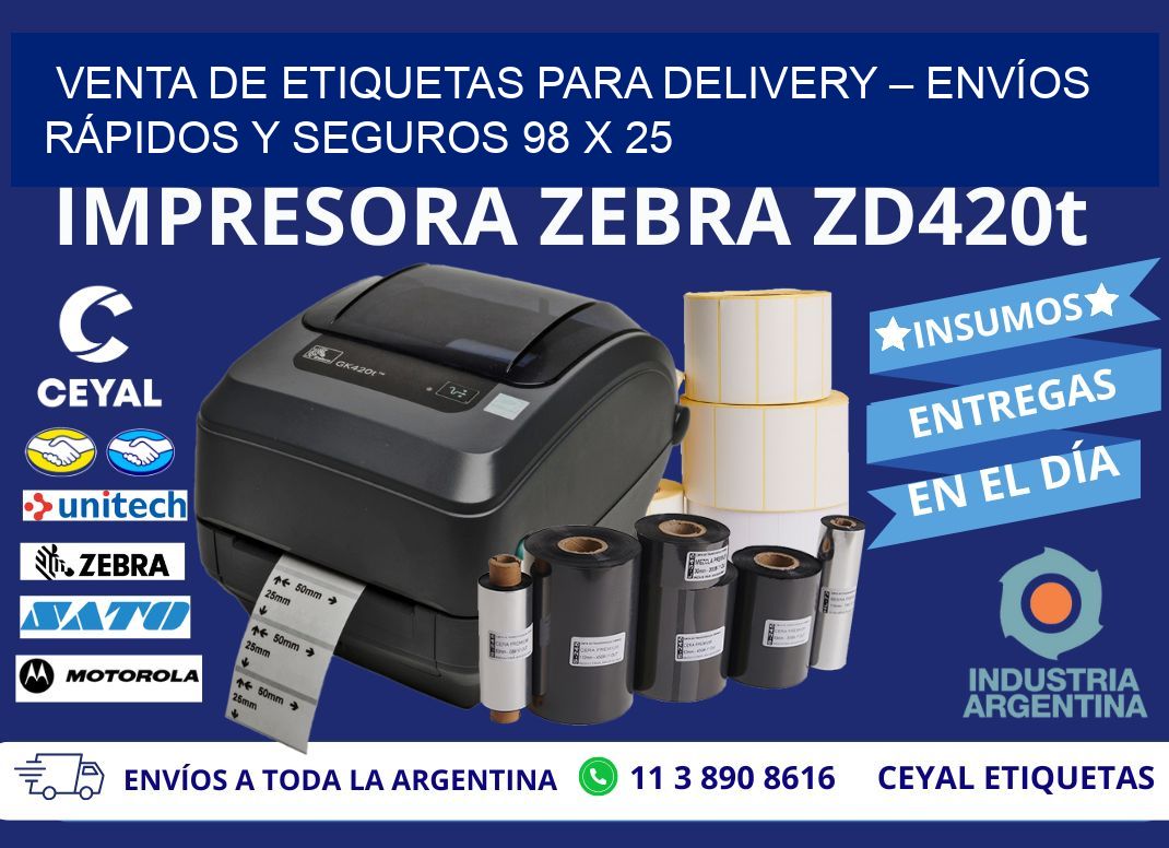 VENTA DE ETIQUETAS PARA DELIVERY – ENVÍOS RÁPIDOS Y SEGUROS 98 x 25
