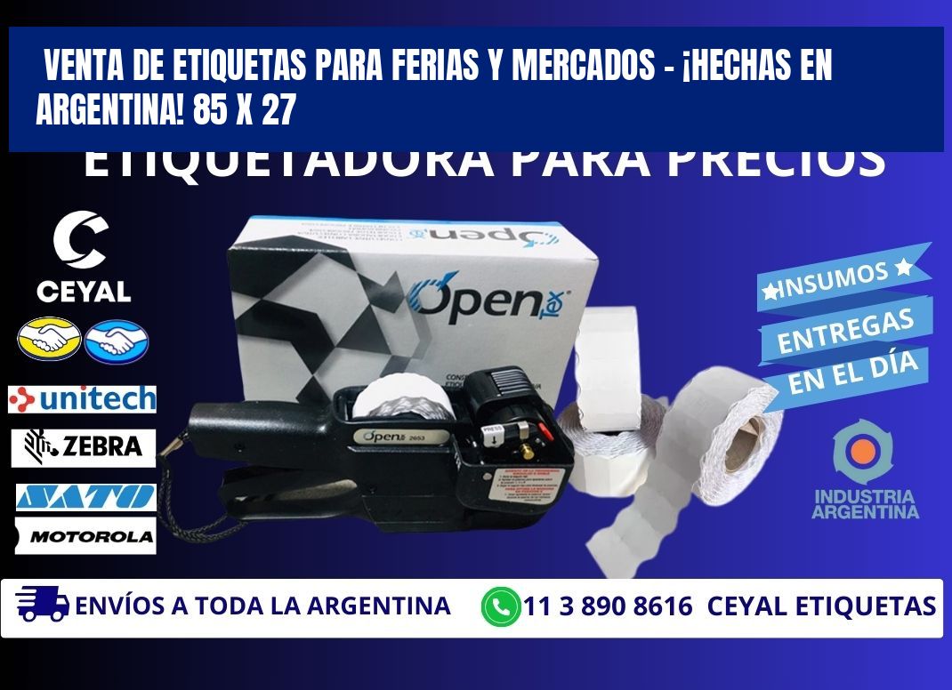 VENTA DE ETIQUETAS PARA FERIAS Y MERCADOS – ¡HECHAS EN ARGENTINA! 85 x 27