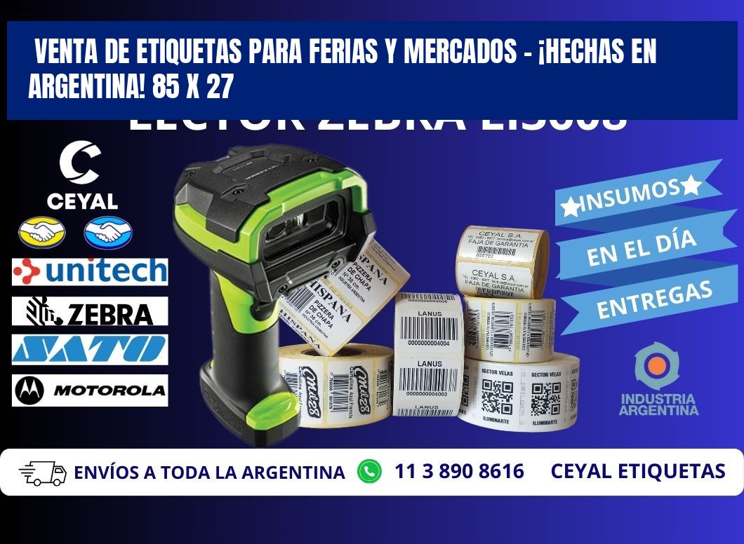 VENTA DE ETIQUETAS PARA FERIAS Y MERCADOS – ¡HECHAS EN ARGENTINA! 85 x 27