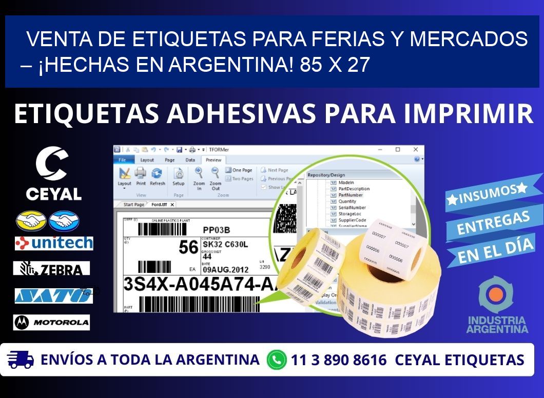 VENTA DE ETIQUETAS PARA FERIAS Y MERCADOS – ¡HECHAS EN ARGENTINA! 85 x 27