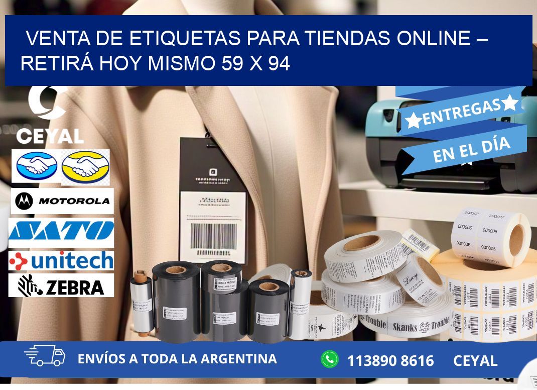 VENTA DE ETIQUETAS PARA TIENDAS ONLINE – RETIRÁ HOY MISMO 59 x 94