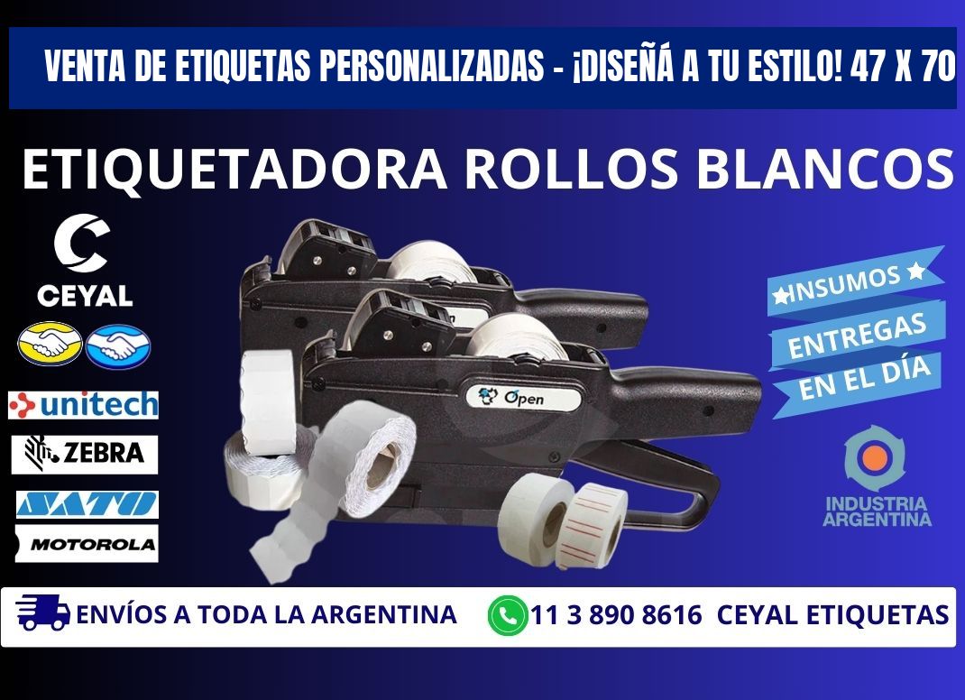 VENTA DE ETIQUETAS PERSONALIZADAS – ¡DISEÑÁ A TU ESTILO! 47 x 70