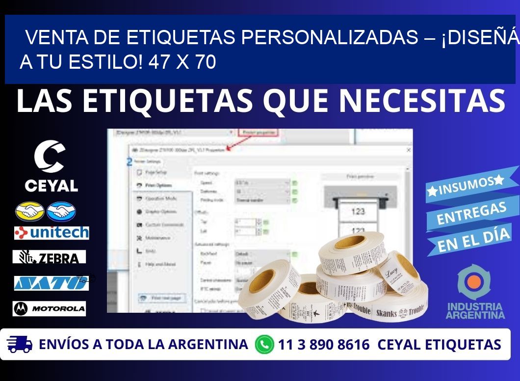 VENTA DE ETIQUETAS PERSONALIZADAS – ¡DISEÑÁ A TU ESTILO! 47 x 70