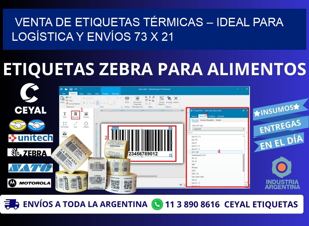 VENTA DE ETIQUETAS TÉRMICAS – IDEAL PARA LOGÍSTICA Y ENVÍOS 73 x 21