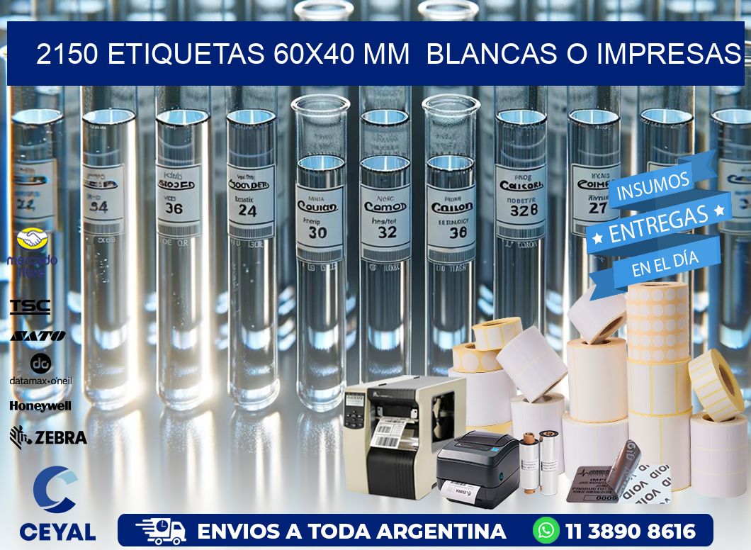 2150 ETIQUETAS 60×40 mm  BLANCAS O IMPRESAS
