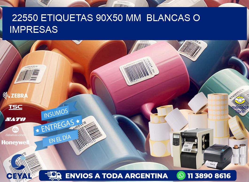 22550 ETIQUETAS 90x50 mm BLANCAS O IMPRESAS