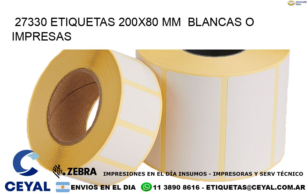 27330 ETIQUETAS 200x80 mm BLANCAS O IMPRESAS