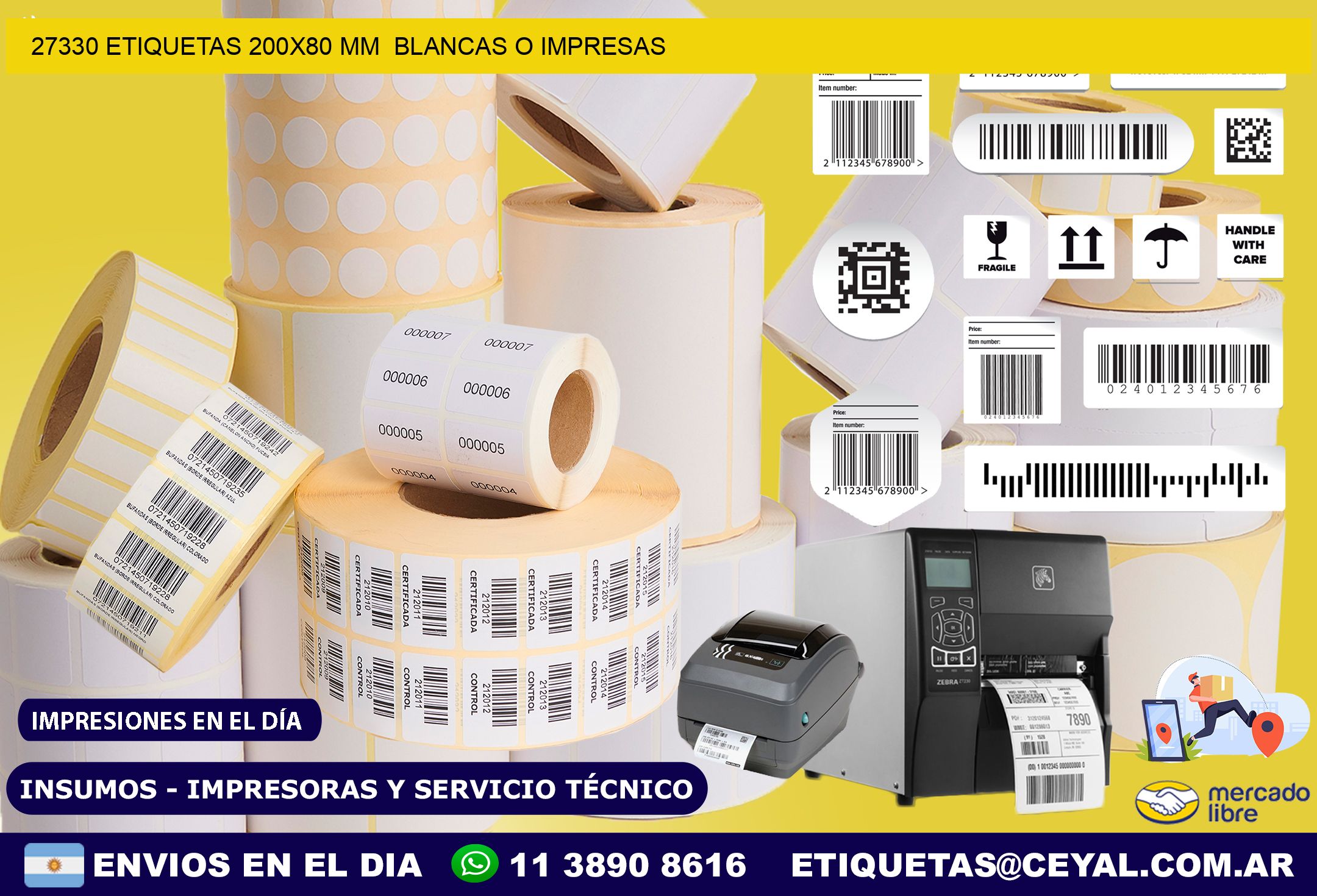 27330 ETIQUETAS 200×80 mm  BLANCAS O IMPRESAS