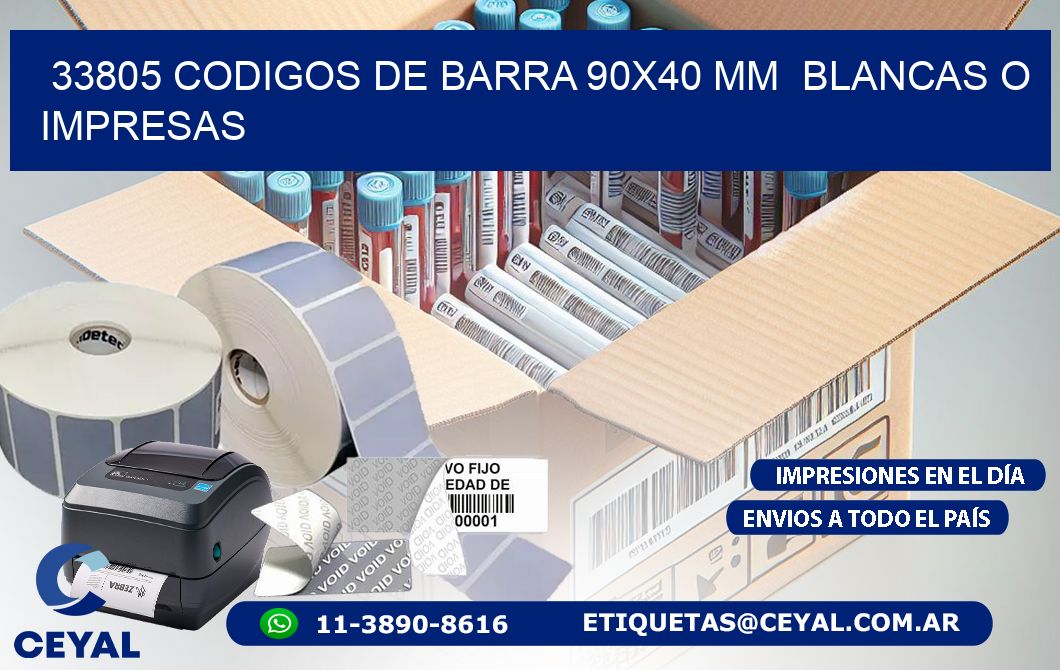 33805 CODIGOS DE BARRA 90x40 mm BLANCAS O IMPRESAS