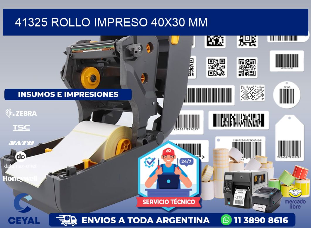 41325 ROLLO IMPRESO 40x30 mm