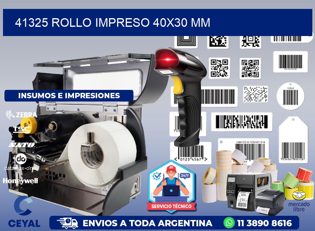 41325 ROLLO IMPRESO 40x30 mm