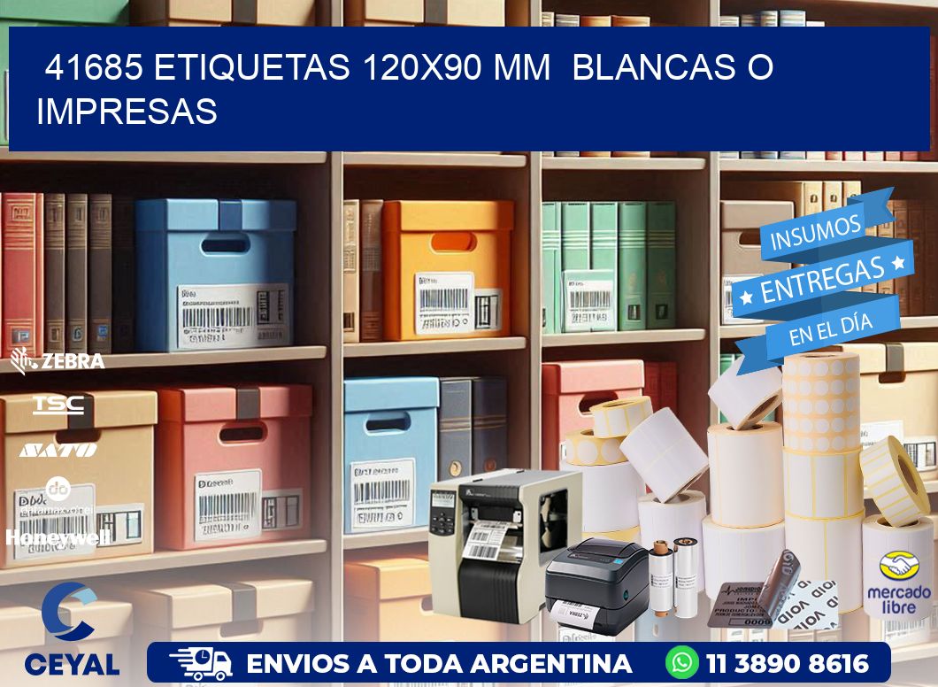 41685 ETIQUETAS 120x90 mm BLANCAS O IMPRESAS