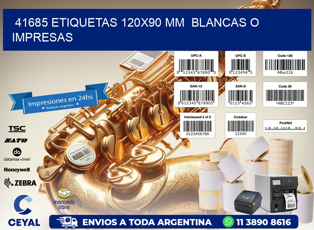 41685 ETIQUETAS 120x90 mm BLANCAS O IMPRESAS