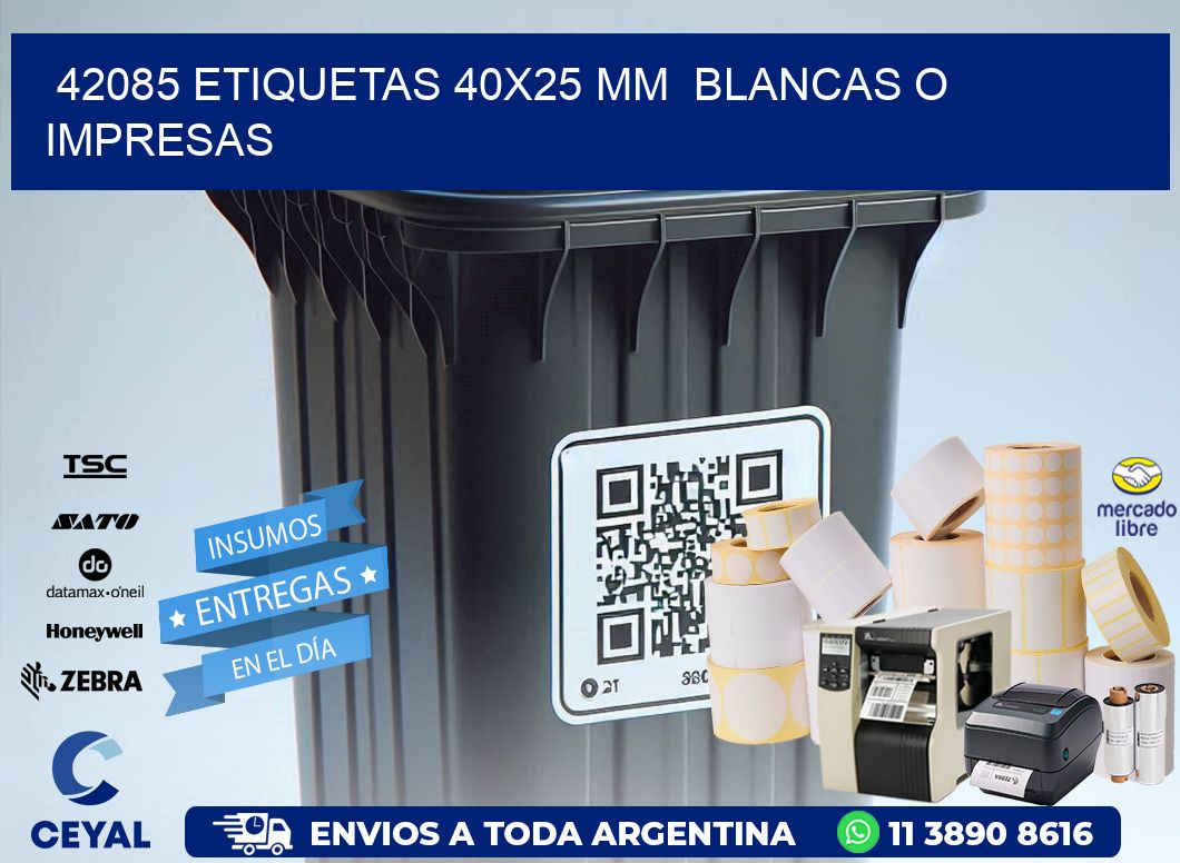 42085 ETIQUETAS 40x25 mm BLANCAS O IMPRESAS