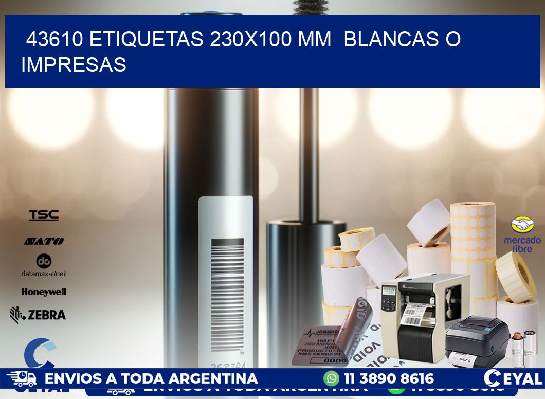 43610 ETIQUETAS 230x100 mm BLANCAS O IMPRESAS