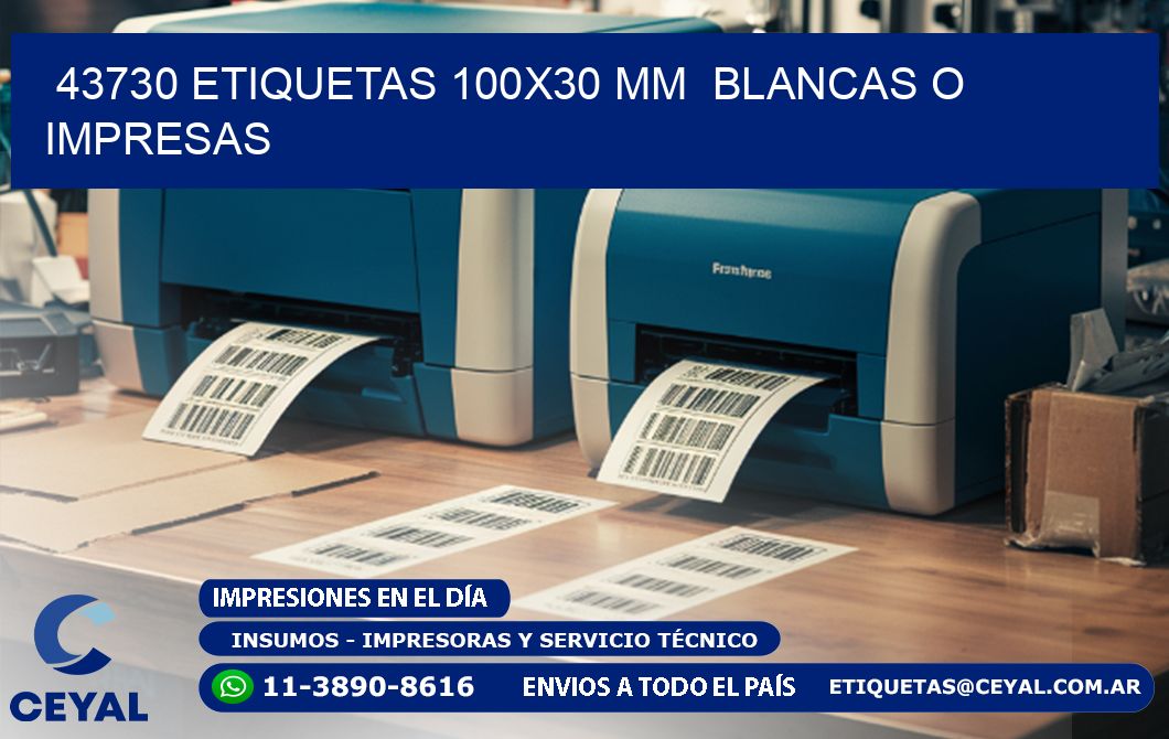 43730 ETIQUETAS 100x30 mm BLANCAS O IMPRESAS