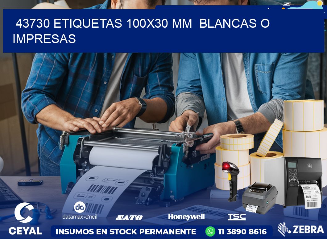 43730 ETIQUETAS 100x30 mm BLANCAS O IMPRESAS