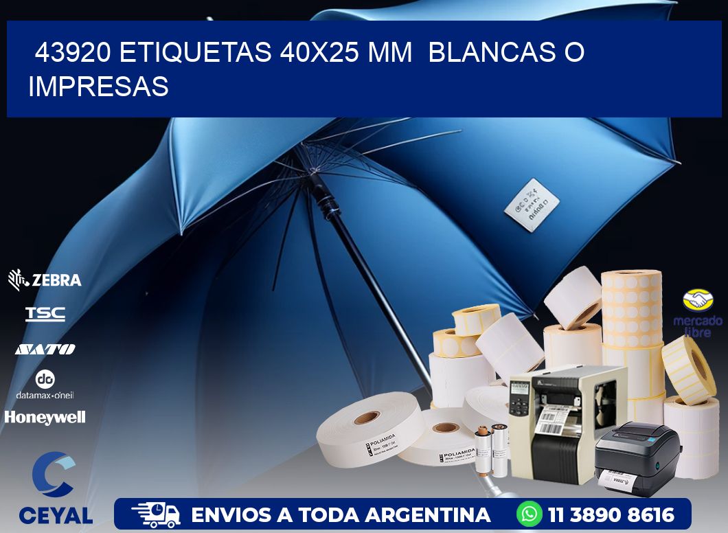 43920 ETIQUETAS 40x25 mm  BLANCAS O IMPRESAS