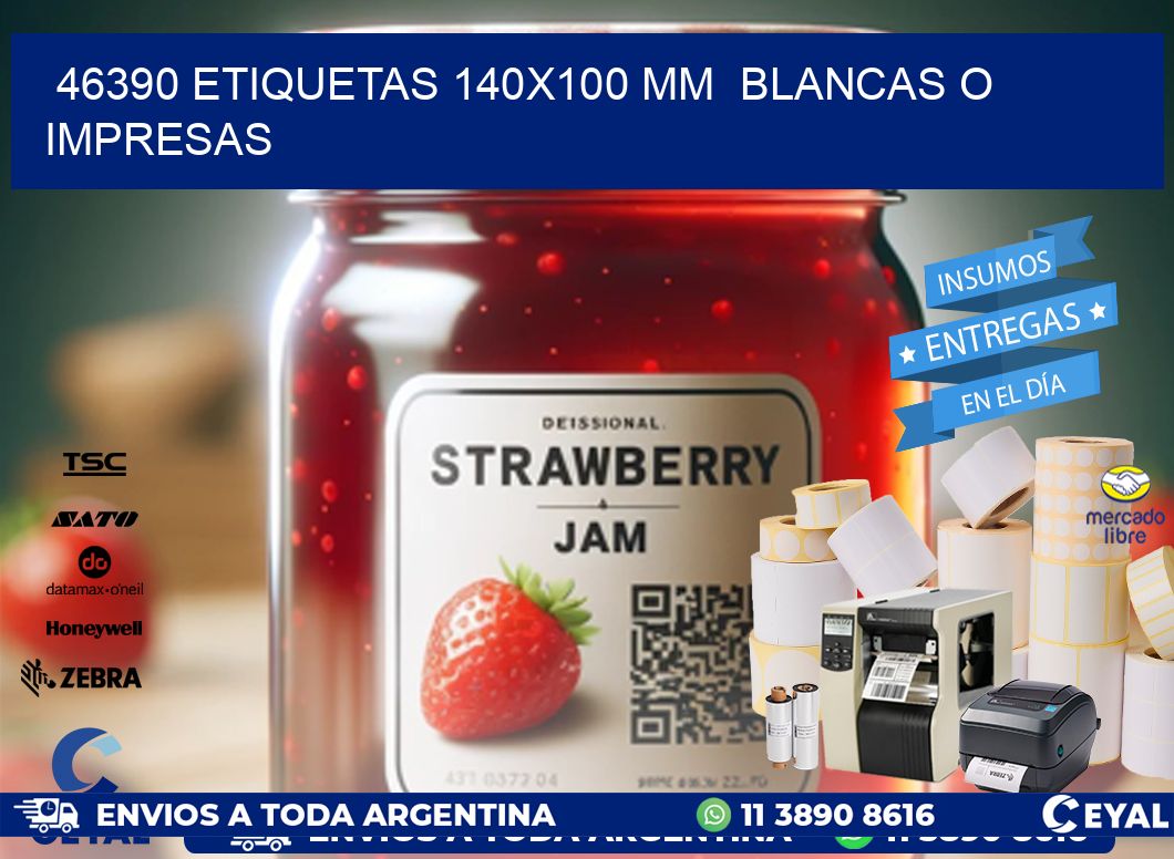 46390 ETIQUETAS 140x100 mm  BLANCAS O IMPRESAS