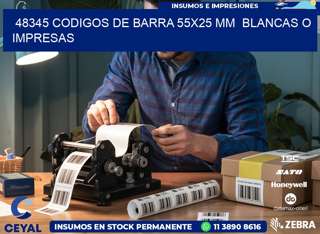 48345 CODIGOS DE BARRA 55×25 mm  BLANCAS O IMPRESAS