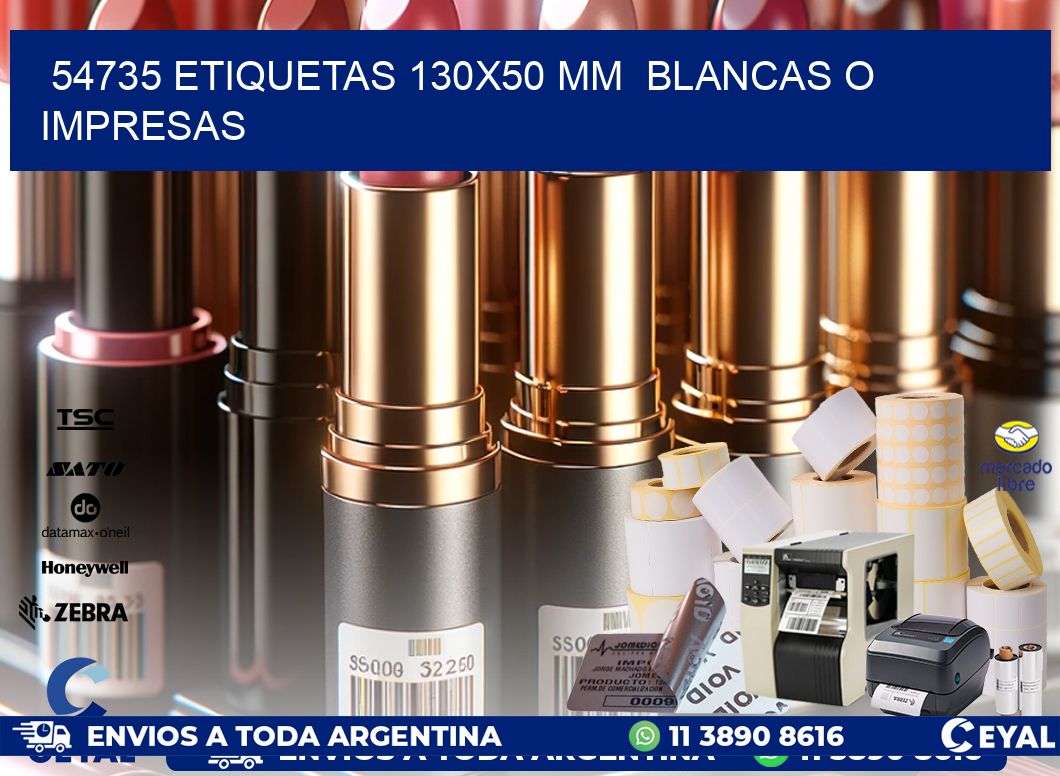54735 ETIQUETAS 130x50 mm BLANCAS O IMPRESAS