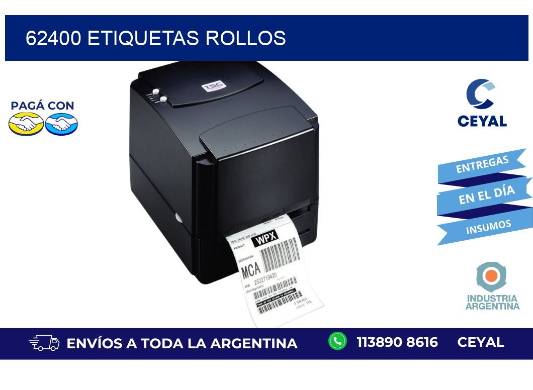 62400 ETIQUETAS ROLLOS