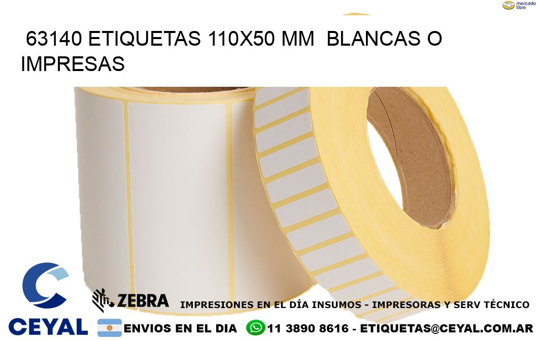 63140 ETIQUETAS 110x50 mm BLANCAS O IMPRESAS