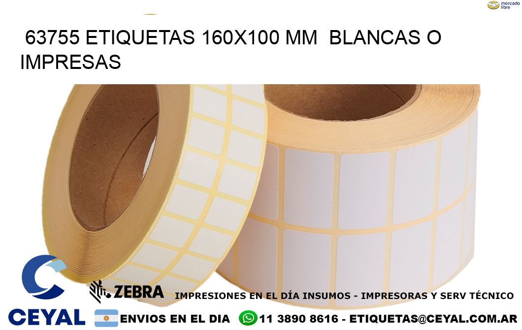 63755 ETIQUETAS 160x100 mm BLANCAS O IMPRESAS