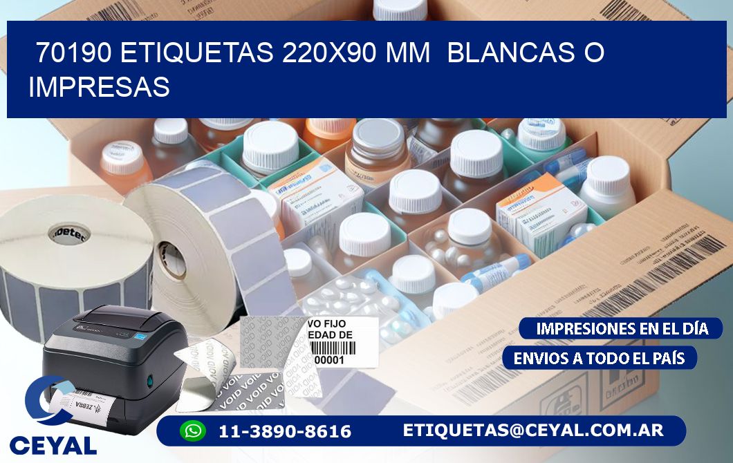 70190 ETIQUETAS 220x90 mm BLANCAS O IMPRESAS