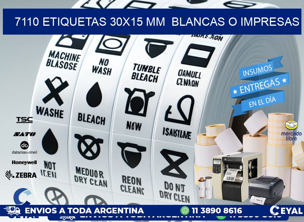 7110 ETIQUETAS 30x15 mm BLANCAS O IMPRESAS
