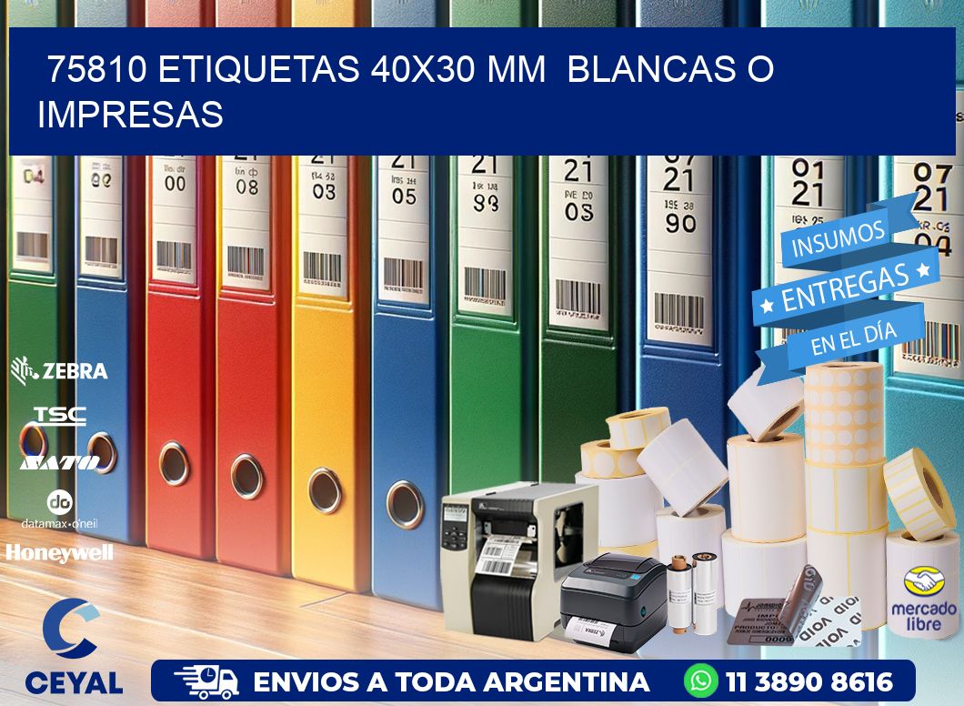75810 ETIQUETAS 40x30 mm BLANCAS O IMPRESAS