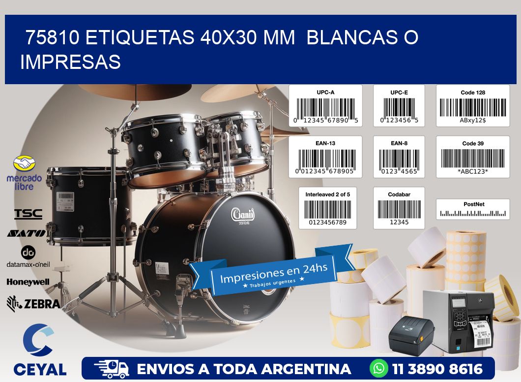 75810 ETIQUETAS 40x30 mm BLANCAS O IMPRESAS