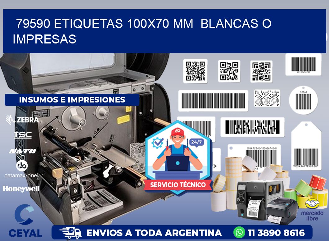 79590 ETIQUETAS 100x70 mm BLANCAS O IMPRESAS