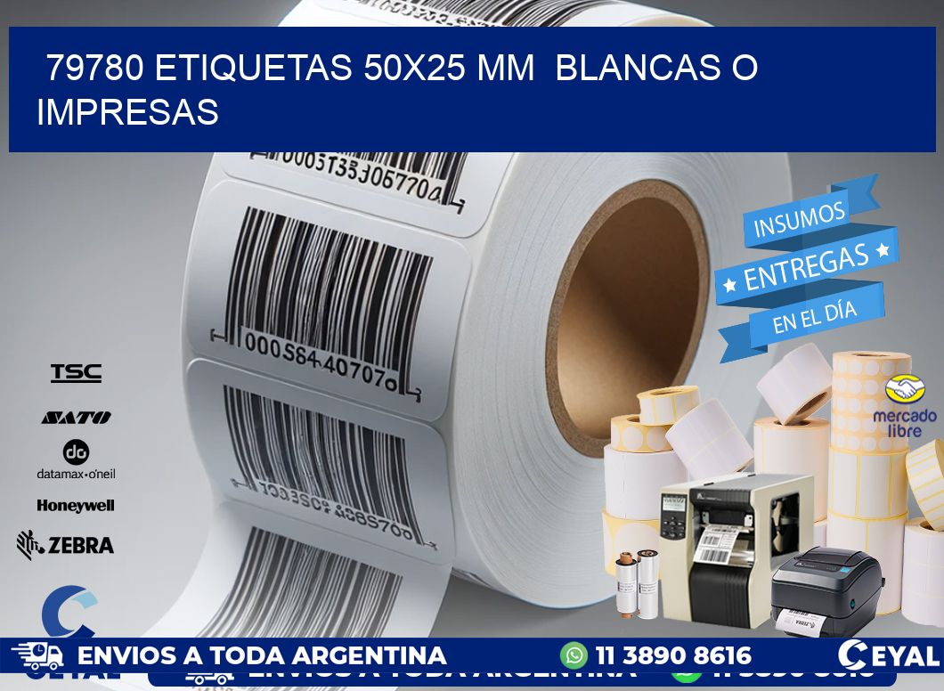 79780 ETIQUETAS 50x25 mm BLANCAS O IMPRESAS