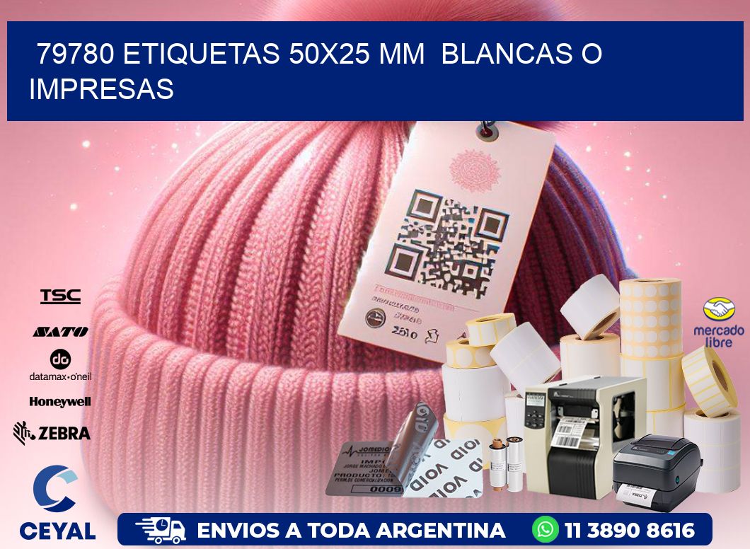 79780 ETIQUETAS 50x25 mm BLANCAS O IMPRESAS