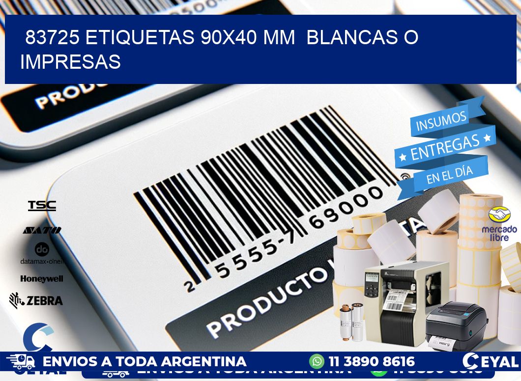 83725 ETIQUETAS 90x40 mm BLANCAS O IMPRESAS
