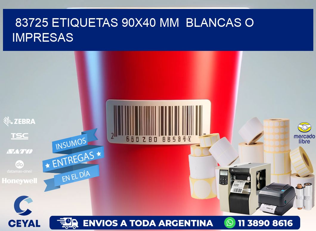 83725 ETIQUETAS 90x40 mm BLANCAS O IMPRESAS